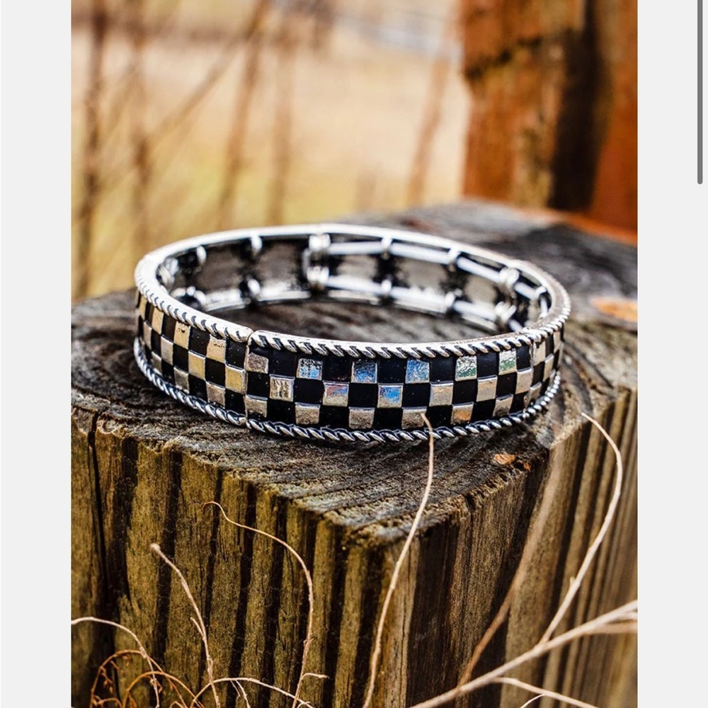 TIPI CHECKERBOARD SILVERTONE BRACELET